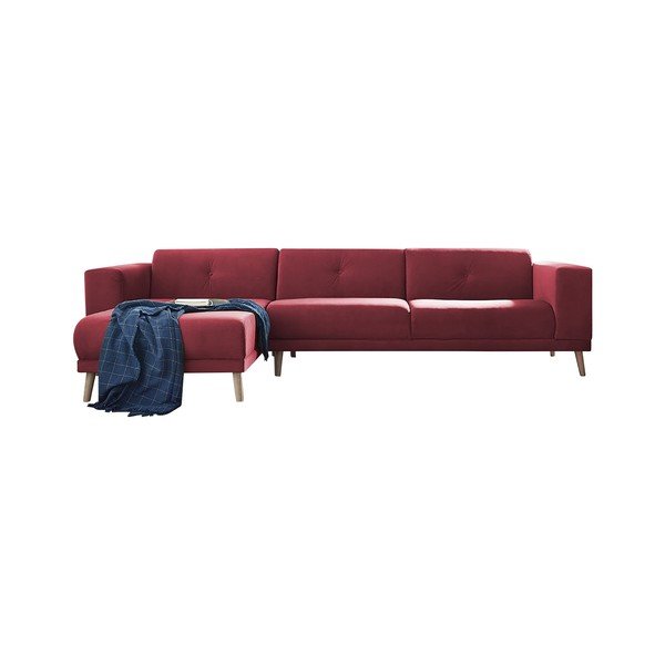 Crvena kutna garnitura s podnožjem Bobochic Paris Luna, lijevi kut, 308 cm-image-3