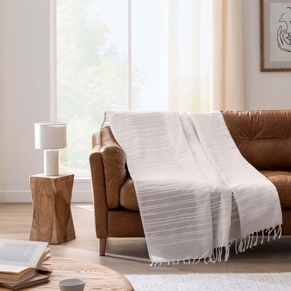 Krem pamučan prekrivač 125x150 cm Lilia – douceur d'intérieur-image-1