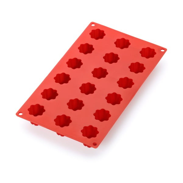 Crveni silikonski kalup za 18 mini kolača u obliku zvijezda Lékué