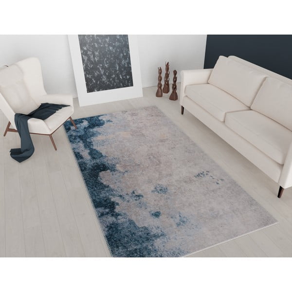 Plavo-krem perivi tepih 80x50 cm - Vitaus-image-1