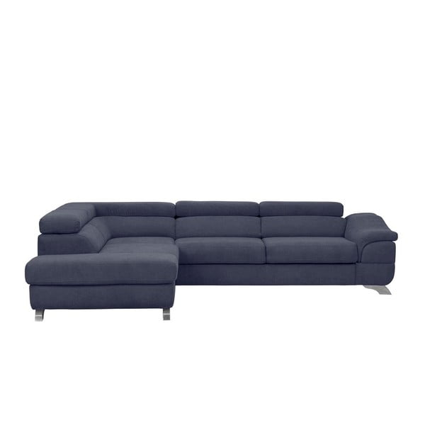 Tamnoplavi kutni kauč na razvlačenje s baršunastim pokrivačem Windsor &amp; Co Sofas Gamma, lijevi kut