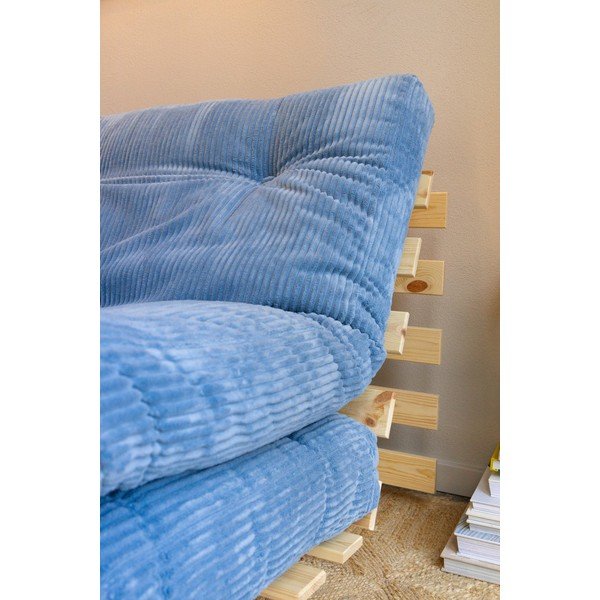 Svijetlo plava futon fotelja na rasklapanje od samta Roots – Karup-image-1