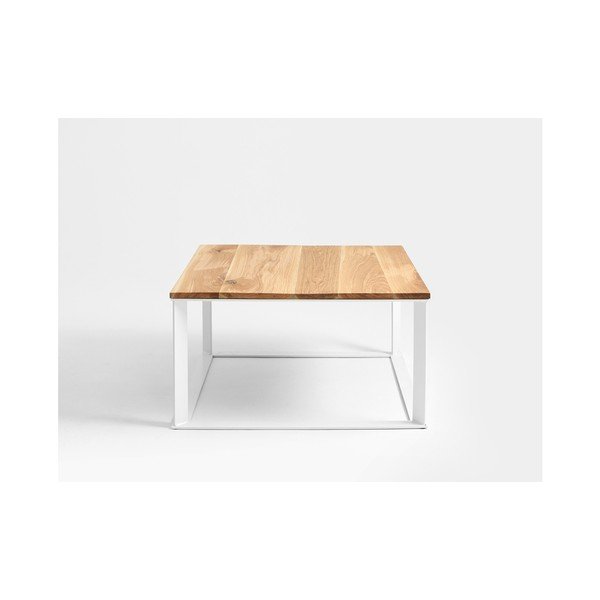 Stol za kavu s bijelim postoljem i hrastovom pločom Custom Form Skaden-image-1