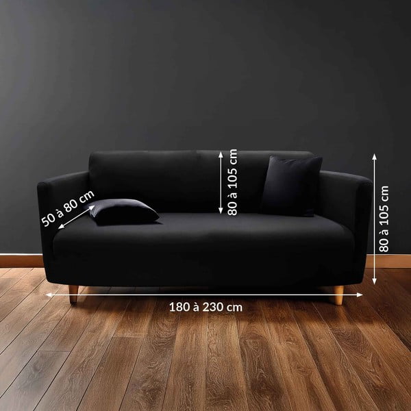 Crna rastezljiva presvlaka za sjedeću garnituru trosjed Mila – douceur d'intérieur-image-2