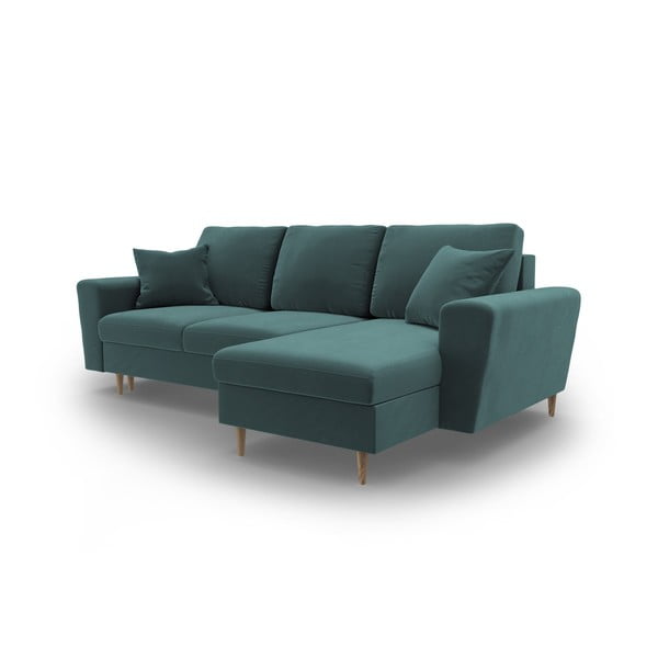 Petrolej zelena baršunasti sklopiva/s prostorom za odlaganje kutna garnitura Kyoto – Cosmopolitan Design-image-4