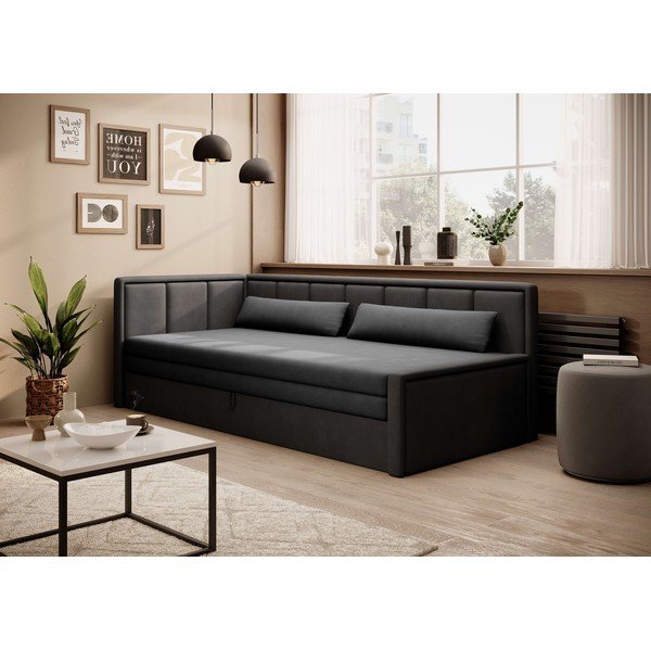 Tamno siva sklopiva/s prostorom za odlaganje sofa od šenila 214 cm Fulgeo – ELTAP-image-1