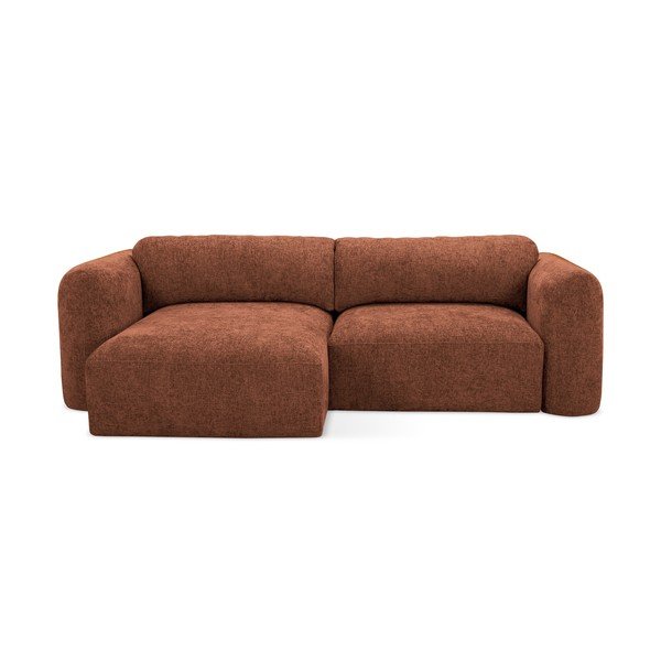 Sklopiva/s prostorom za pohranu kutna garnitura od šenila boja terakote (s lijevim kutom/s ležaljkom) Mele – Makamii