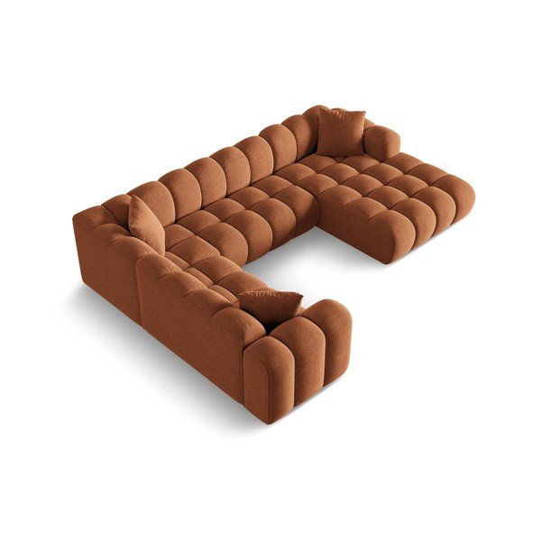 Kutna garnitura od šenila boja terakote (s lijevim kutom/u obliku slova "U") Treno – Cosmopolitan Design-image-2