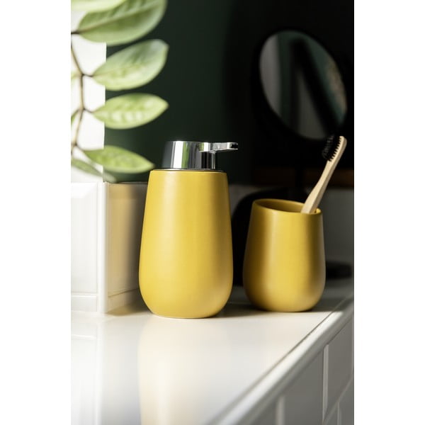 Žuta keramička čašica za četkice za zube Badi - Wenko-image-2