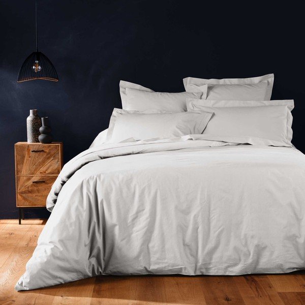 Bijela pamučna navlaka za poplun za bračni krevet/za produženi krevet 240x220 cm Lina – douceur d'intérieur-image-1