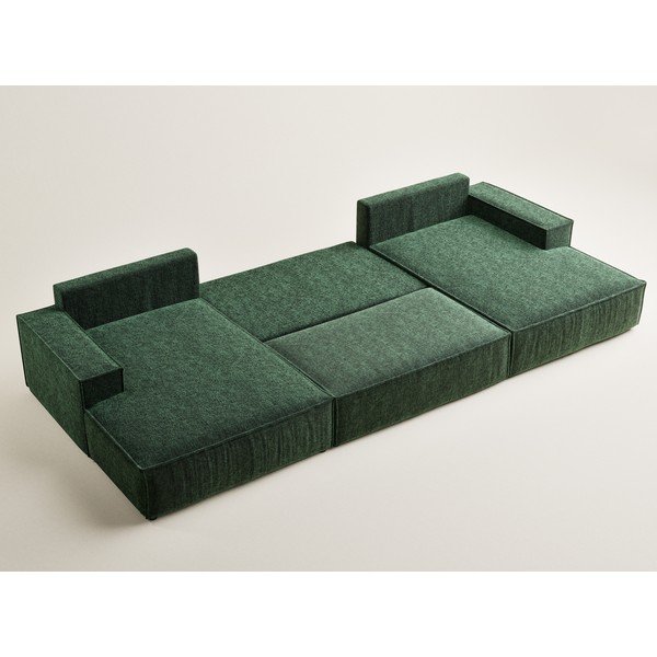 Tamno zelena sklopiva/s prostorom za odlaganje kutna garnitura od šenila (u obliku slova "U") Kyoto – Maison de Rêve-image-3