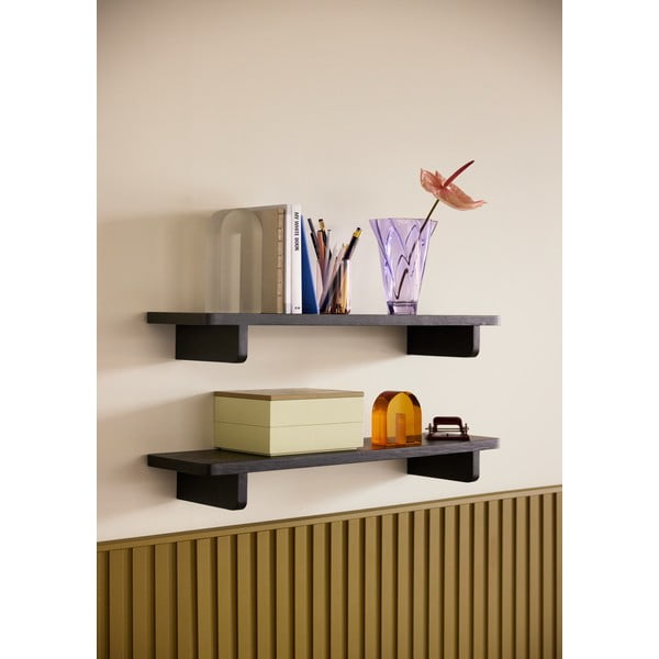 Crna polica u dekoru hrasta 80 cm Poke – Hübsch-image-2