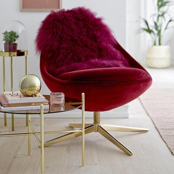 Tamnocrveno mongolsko krzno od janjeće kože Bloomingville Mongolian-image-1