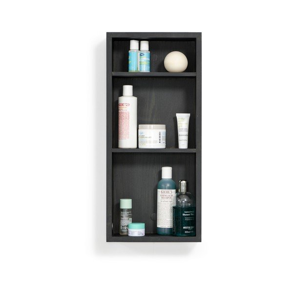 Crna zidna kupaonska polica od hrastovog drveta Wireworks Slimline-image-3