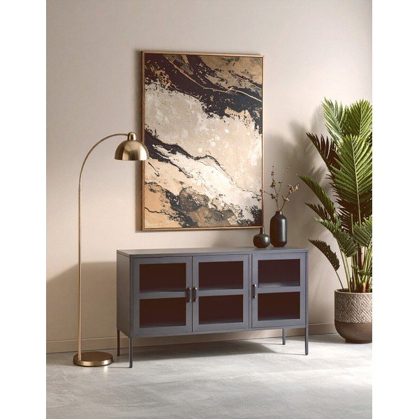 Siva željezna vitrina 140x80x45 cm Acier – Premier Housewares-image-1