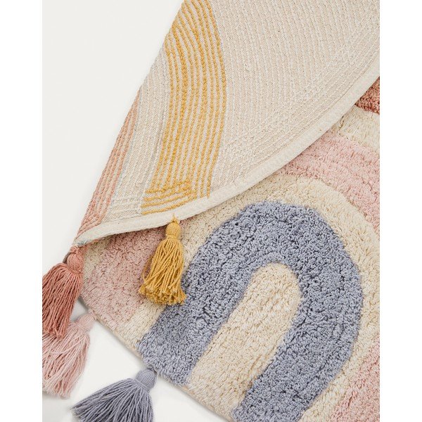 Periv/ručno rađen pamučan dječji tepih boje slonovače ø100 cm Tadea – Kave Home-image-3