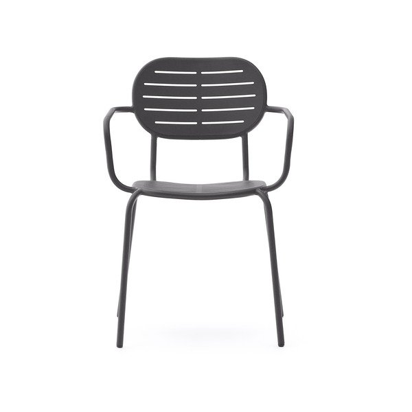 Tamno siva metalna vrtna stolica Brai – Kave Home-image-2