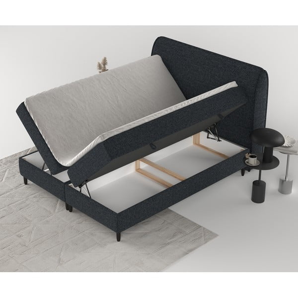 Crni boxspring krevet s prostorom za pohranu 180x200 cm Melba – Maison de Rêve-image-3
