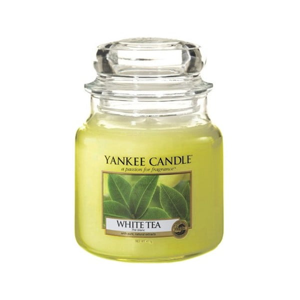 Mirisna svijeća Yankee Candle White Tea, vrijeme gorenja 65 h