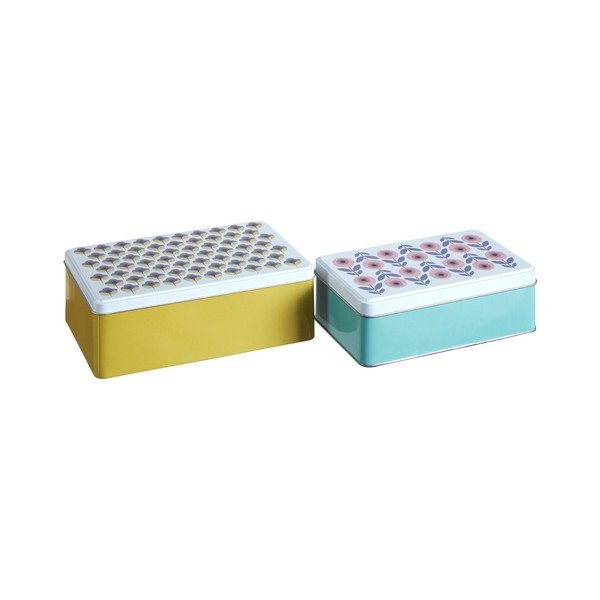 Metalne kutije za pohranu u setu  2 kom s poklopcem/dekorativne Joni – Premier Housewares-image-1