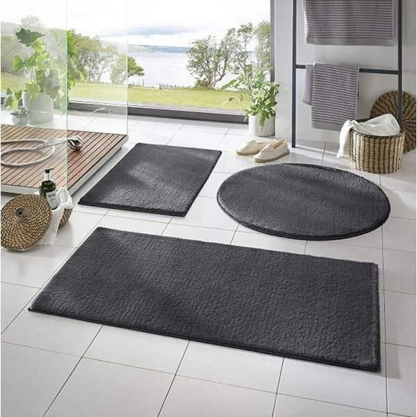 Tamno sive kupaonske prostirke u setu 3 kom 50x90 cm – Mila Home-image-1