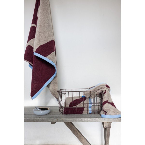 Bordo/sivo-bež ručnici u setu 2 kom od organskog pamuka od frotira 50x90 cm Nova Arte  – Mette Ditmer Denmark-image-2