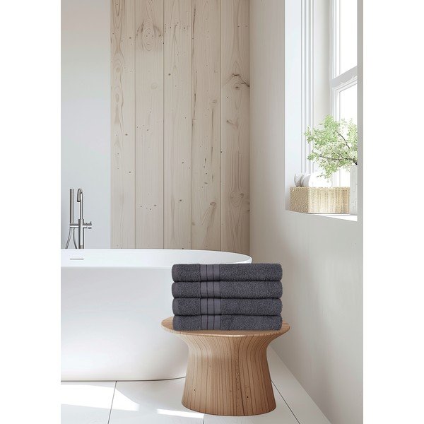 Antracitno sivi pamučni ručnici u setu 4 kom od frotira 50x100 cm – Good Morning-image-4