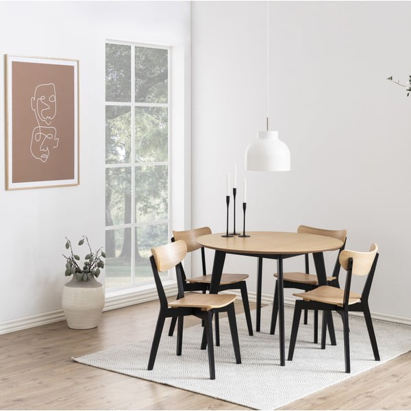 Crna/u prirodnoj boji blagovaonska stolica u dekoru hrasta Roxby – Actona-image-1