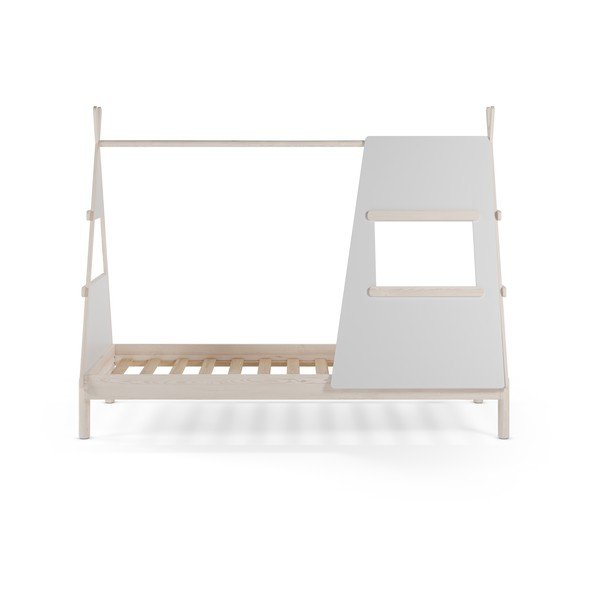 Krem dječji krevet od masivnog bora u obliku kućice s podnicom 90x200 cm Enola – Marckeric-image-3