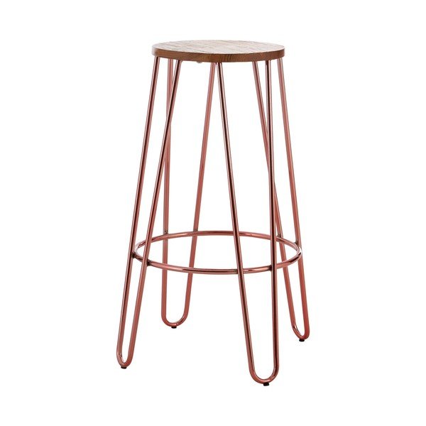 Barska stolica od čvrstog brijesta u prirodnoj boji/ružičasto zlatna (visine sjedala 75 cm) District – Premier Housewares