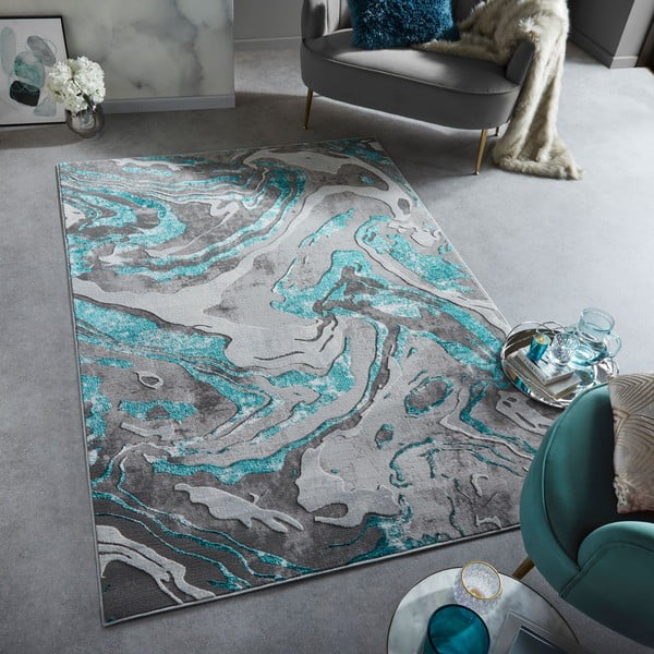 Sivi/tirkizni tepih 240x340 cm Marbled – Flair Rugs-image-1