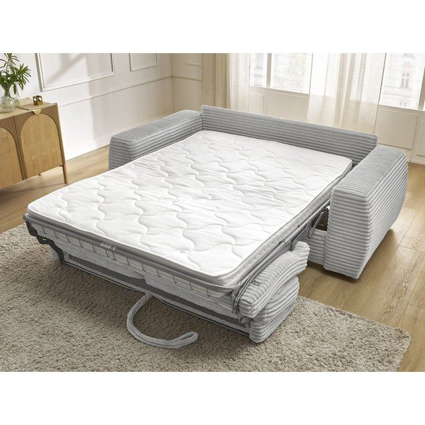 Svijetlo siva sofa za spavanje/sklopiva od samta 220 cm Hugo – Bobochic Paris-image-1