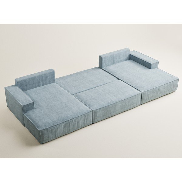 Svijetlo plava sklopiva/s prostorom za odlaganje kutna garnitura od šenila (u obliku slova "U") Kyoto – Maison de Rêve-image-3