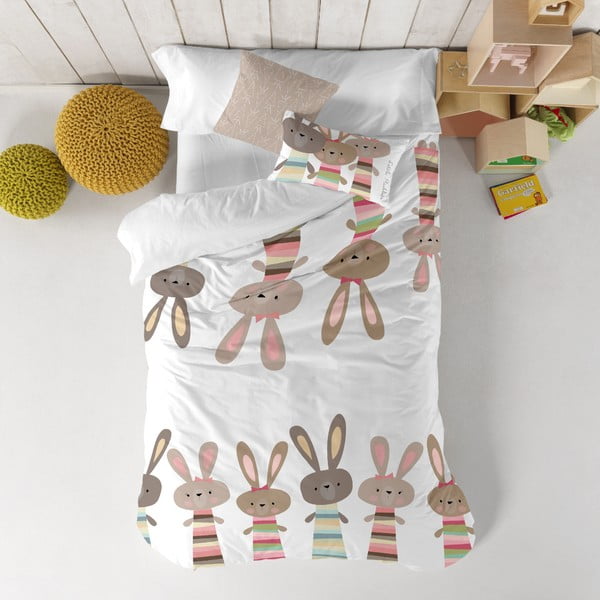 Dječja pamučna posteljina Moshi Moshi Rabbit Family, 140 x 200 cm