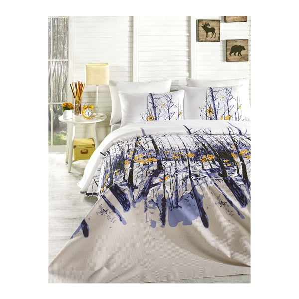 Prekrivač na bračnom krevetu s jastučnicama i plahtama Jesen, 200 x 235 cm
