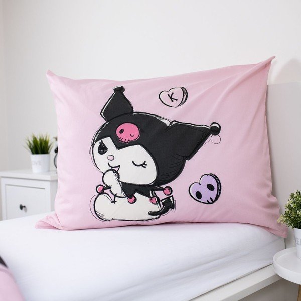Ružičasta pamučna dječja posteljina za krevet za jednu osobu 140x200 cm Hello Kitty "Kuromi" – Jerry Fabrics-image-3