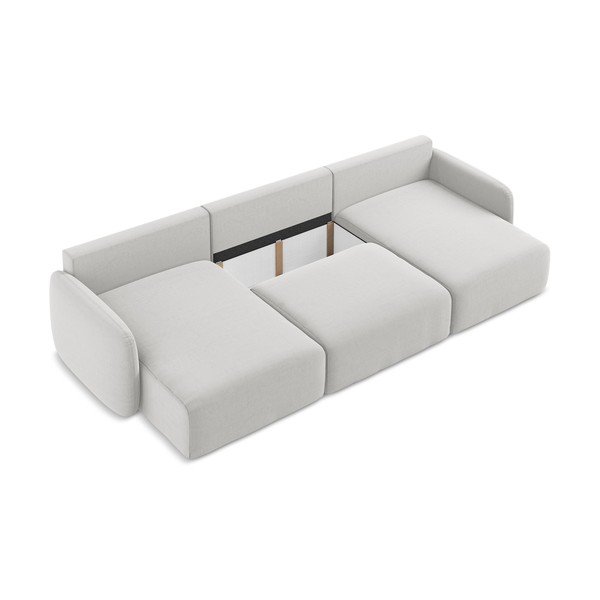 Svijetlo siva baršunasti sklopiva/s prostorom za odlaganje kutna garnitura (u obliku slova "U") Kalena – Makamii-image-4