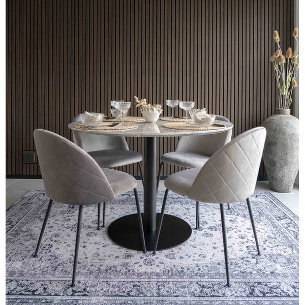 Okrugli blagovaonski stol s pločom stola u mramornom dekoru ø 110 cm Bolzano – House Nordic-image-1