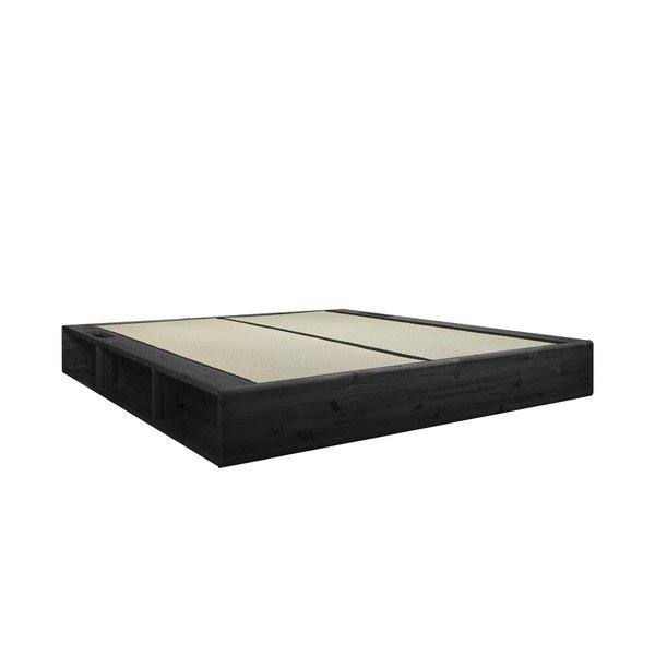 Crni bračni krevet od punog drveta s crnim futonom Double Latex Mat i tatamijem Set Karup Design Ziggy, 160 x 200 cm-image-4
