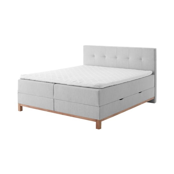 Svijetlo sivi boxspring krevet s prostorom za pohranu 160x200 cm Catania - Meise Möbel