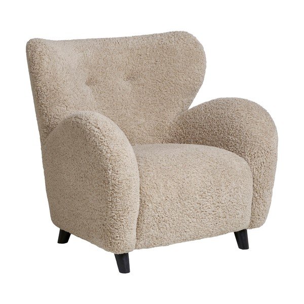 Bež fotelja od bouclé tkanine Carlino – House Nordic