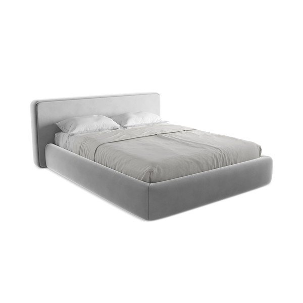 Sivi tapecirani bračni krevet s prostorom za odlaganje s podnicom 160x200 cm Kiana – Makamii-image-2