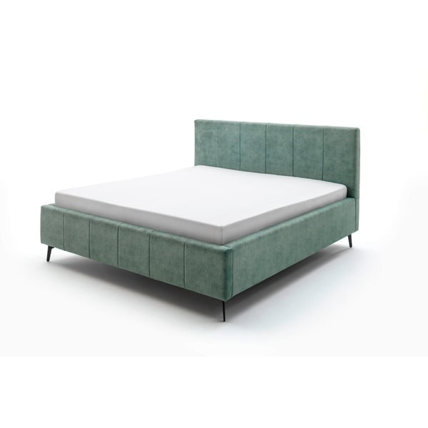 Zeleni bračni krevet s letvicom i spremištem Meise Möbel Lizzano, 180 x 200 cm