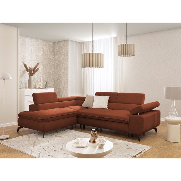 Kutna garnitura od šenila boja terakote (s lijevim kutom/u obliku slova L) Marbeya  – Ropez-image-1