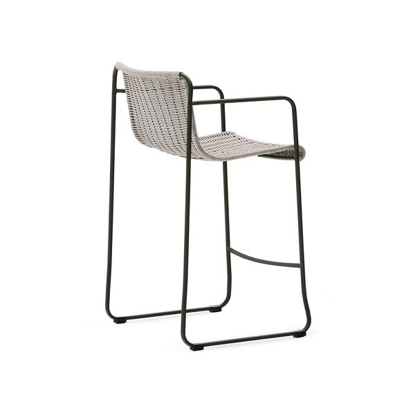 Prljavo zelena metalna vrtna barska stolica Maurina – Kave Home-image-4