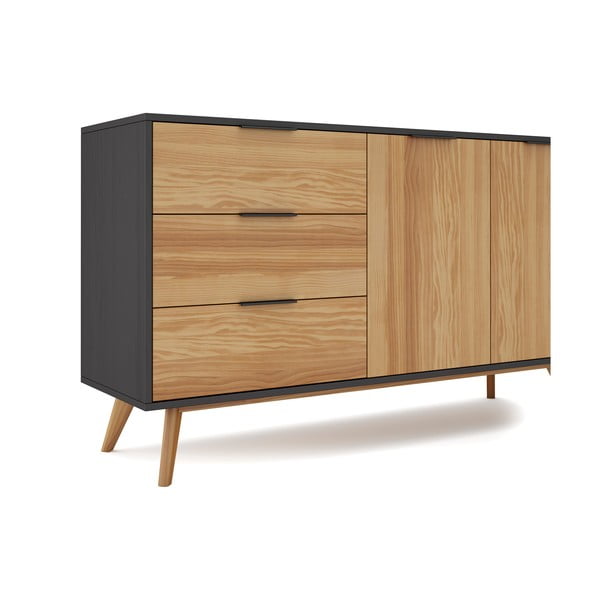 Crna/natur niska škrinja od borovine 140x81 cm Lavis - Marckeric-image-4