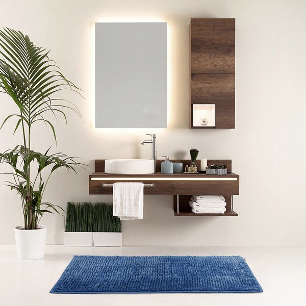 Tamnoplava prostirka za kupaonicu AmeliaHome Bati, 70 x 120 cm-image-1