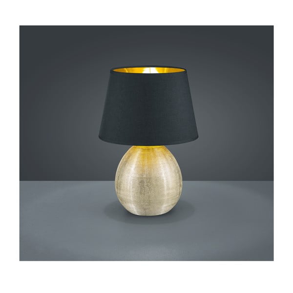 Crna stolna svjetiljka od keramike i tkanine Reality Luxor, visina 35 cm-image-1