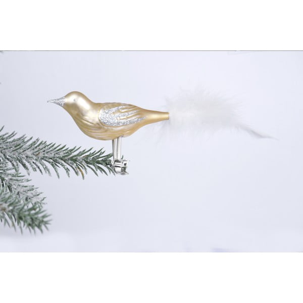 Set od 3 staklena božićna ukrasa u obliku ptice zlatne boje Ego Dekor