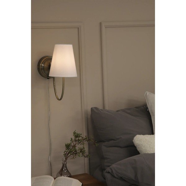 Bijela/mjedena zidna lampa s utikačem Amar – Markslöjd-image-1